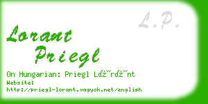 lorant priegl business card